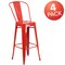 Emma and Oliver Commercial Grade 4 Pack 30" High Metal Indoor-Outdoor Barstool with Back
